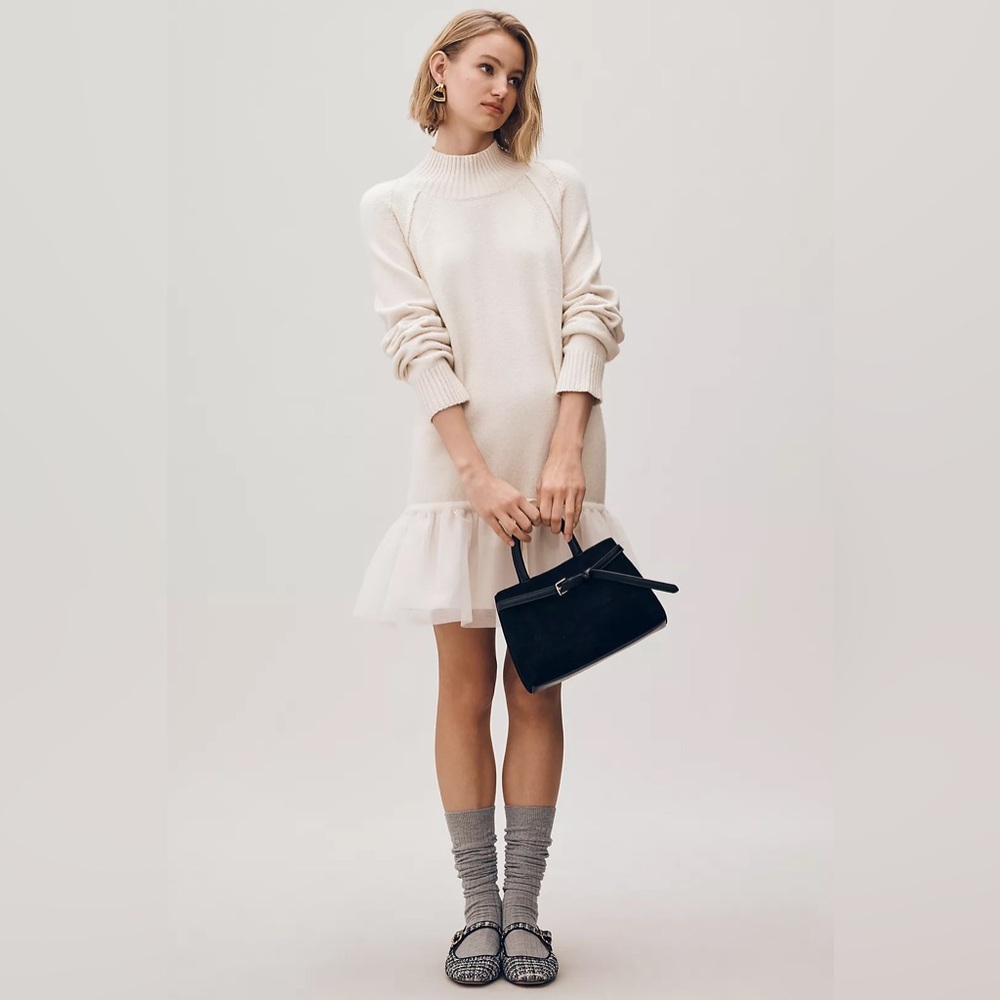 NWT Size MP -Anthro Long-Sleeve Turtleneck Tulle Twofer Mini Dress (NWT US$ 228) - Picture 4 of 16